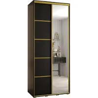MEBLE KRYSPOL Davos 5 Schrank, zwei Türen - 235,2x100x45 cm - Schwarz Schwarz Gold