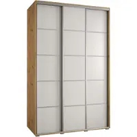 MEBLE KRYSPOL Davos 4 Schrank, drei Türen - 235,2x160x60 cm - Artisan Weiß Silber