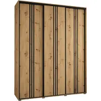 MEBLE KRYSPOL Davos 6 Schrank, drei Türen - 235,2x200x45 cm - Artisan Artisan Schwarz