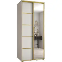 MEBLE KRYSPOL Cannes 5 Schrank mit 2 Schiebetüren - 205,2x110x60 cm - Weiß Weiß Gold