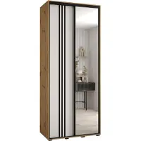 MEBLE KRYSPOL Davos 7 Schrank, zwei Türen - 235,2x100x45 cm - Artisan Weiß Schwarz