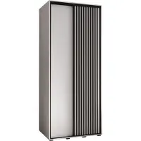 MEBLE KRYSPOL Sapporo 1 Schrank mit 2 Schiebetüren - 205,2x100x60 cm - Weiß Weiß Schwarz