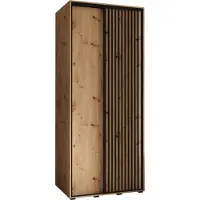 MEBLE KRYSPOL Lanko 1 Schrank mit 2 Schiebetüren - 235,2x120x60 cm - Artisan Artisan Schwarz