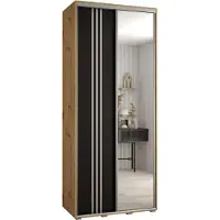 MEBLE KRYSPOL Cannes 7 Schrank mit 2 Schiebetüren - 205,2x120x45 cm - Artisan Schwarz Silber