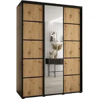 MEBLE KRYSPOL Davos 5 Schrank, drei Türen - 235,2x170x60 cm - Schwarz Artisan Schwarz