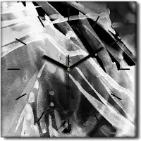 Coloray Uhr auf Leinwand 30x30 cm Wand Uhr Dekoration Wohnzimmer Segeltuch schwarze Hände -Abstraktion Aquarell