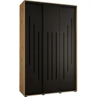 MEBLE KRYSPOL Davos 8 Schrank, drei Türen - 235,2x160x60 cm - Artisan Schwarz Schwarz