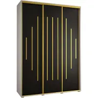 MEBLE KRYSPOL Davos 12 Schrank, drei Türen - 235,2x180x60 cm - Weiß Schwarz Gold