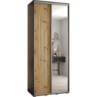 MEBLE KRYSPOL Cannes 9 Schrank mit 2 Schiebetüren - 205,2x110x60 cm - Schwarz Artisan Silber