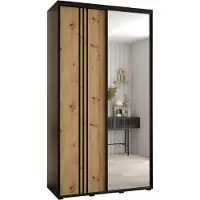 MEBLE KRYSPOL Cannes 7 Schrank mit 2 Schiebetüren - 205,2x130x45 cm - Schwarz Artisan Schwarz
