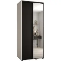 MEBLE KRYSPOL Cannes 3 Schrank mit 2 Schiebetüren - 205,2x100x60 cm - Weiß Schwarz Schwarz