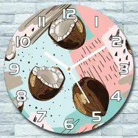 Coloray Wanduhr aus Glas Rund fi 30 Abstrakte Kokosnuss Quarz Deko Schlafzimmer Büro