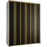 MEBLE KRYSPOL Davos 6 Schrank, drei Türen - 235,2x200x60 cm - Weiß Schwarz Gold