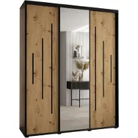 MEBLE KRYSPOL Davos 13 Schrank, drei Türen - 235,2x190x60 cm - Schwarz Artisan Schwarz