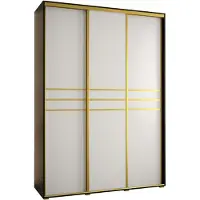 MEBLE KRYSPOL Cannes 10 Schrank mit 3 Schiebetüren - 205,2x180x45 cm - Schwarz Weiß Gold