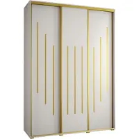 MEBLE KRYSPOL Davos 8 Schrank, drei Türen - 235,2x170x60 cm - Weiß Weiß Gold