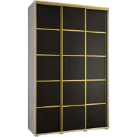 MEBLE KRYSPOL Cannes 4 Schrank mit 3 Schiebetüren - 205,2x150x45 cm - Weiß Schwarz Gold