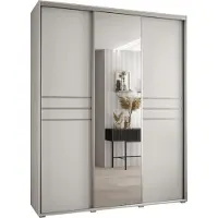 MEBLE KRYSPOL Cannes 11 Schrank mit 3 Schiebetüren - 205,2x190x45 cm - Weiß Weiß Silber