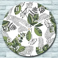 Coloray Wanduhr aus Glas Rund fi 30 Dschungel Botanisch Quarz Deko Schlafzimmer Büro