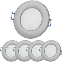 Sweet Led Einbaustrahler Bad LED 5x Einbauspot dimmbar rund Chrom 6,5 Watt kaltweiß