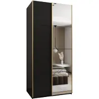 MEBLE KRYSPOL LUX 3 Schrank - 245,5x120x64cm - Schwarz, Schwarz, Gold