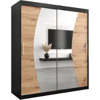 MEBLE KRYSPOL Kleiderschrank, Schiebetürenschrank Schlafzimmer, Schrank mit Spiegel WAVE 180 cm