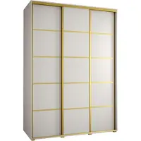 MEBLE KRYSPOL Davos 4 Schrank, drei Türen - 235,2x180x60 cm - Weiß Weiß Gold