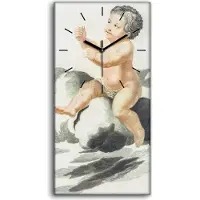 Coloray Wandbild Leinwand Bilder mit Uhr 30x60 Zeichnung Antike Engel Kind Baby Kunst - schwarze Hände