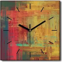 Coloray Uhr auf Leinwand 30x30 cm Wand Uhr Dekoration Wohnzimmer Segeltuch schwarze Hände -Abstraktion Kunstkunst