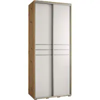 MEBLE KRYSPOL Cannes 10 Schrank mit 2 Schiebetüren - 205,2x120x45 cm - Artisan Weiß Silber