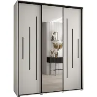 MEBLE KRYSPOL Davos 13 Schrank, drei Türen - 235,2x190x60 cm - Weiß Weiß Schwarz