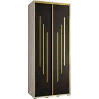 MEBLE KRYSPOL Davos 8 Schrank, zwei Türen - 235,2x120x45 cm - Weiß Schwarz Gold