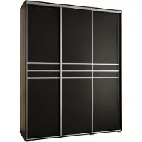 MEBLE KRYSPOL Davos 10 Schrank, drei Türen - 235,2x190x60 cm - Schwarz Schwarz Silber