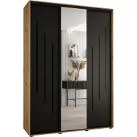 MEBLE KRYSPOL Davos 9 Schrank, drei Türen - 235,2x180x45 cm - Artisan Schwarz Schwarz
