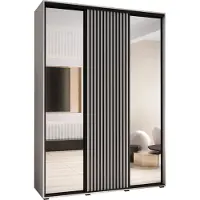 MEBLE KRYSPOL Lanko 2 Schrank mit 3 Schiebetüren - 235,2x180x45 cm - Weiß Weiß Schwarz