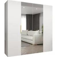 MEBLE KRYSPOL , Kleiderschrank, Schrank 200 cmx202x52, Weiß, Gold
