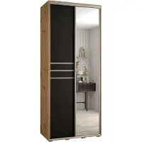 MEBLE KRYSPOL Davos 11 Schrank, zwei Türen - 235,2x110x60 cm - Artisan Schwarz Silber