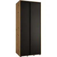 MEBLE KRYSPOL Davos 1 Schrank, zwei Türen - 235,2x120x45 cm - Artisan Schwarz Schwarz