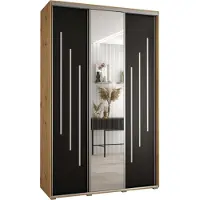 MEBLE KRYSPOL Cannes 9 Schrank mit 3 Schiebetüren - 205,2x150x60 cm - Artisan Schwarz Silber