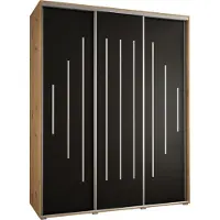 MEBLE KRYSPOL Cannes 12 Schrank mit 3 Schiebetüren - 205,2x190x60 cm - Artisan Schwarz Silber