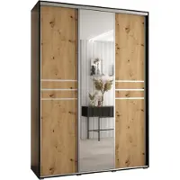 MEBLE KRYSPOL Davos 11 Schrank, drei Türen - 235,2x170x60 cm - Schwarz Artisan Silber