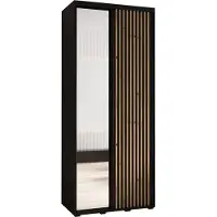 MEBLE KRYSPOL Sapporo 2 Schrank mit 2 Schiebetüren - 205,2x110x45 cm - Schwarz Schwarz Artisan