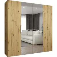 MEBLE KRYSPOL , Kleiderschrank, Schrank 200 cmx202x52, Artisan Eiche, Schwarz