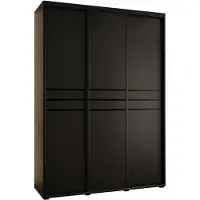 MEBLE KRYSPOL Davos 10 Schrank, drei Türen - 235,2x170x45 cm - Schwarz Schwarz Schwarz