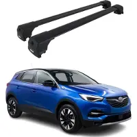 Omtec Dachträger Grundtäger für Opel Grandland X 2017-2022 75kg Aluminium Schwarz 2tlg