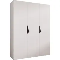 MEBLE KRYSPOL Schrank 150x202x52 cm mit Kleiderstange, 3xTür, SANDI, Weiß, Griff Schwarz