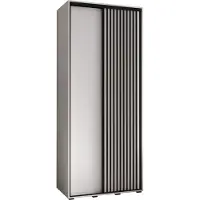 MEBLE KRYSPOL Sapporo 1 Schrank mit 2 Schiebetüren - 205,2x120x45 cm - Weiß Weiß Schwarz