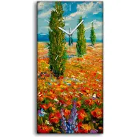 Coloray Wohnzimmer-Bild Leinwand Uhr Geräuschlos Kunstdruck 30x60 Blumen wiese Malerei - weiße Hände