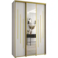 MEBLE KRYSPOL Davos 9 Schrank, drei Türen - 235,2x160x60 cm - Weiß Weiß Gold