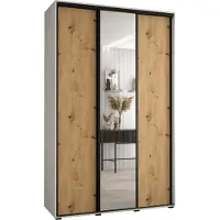 MEBLE KRYSPOL Davos 3 Schrank, drei Türen - 235,2x160x45 cm - Weiß Artisan Schwarz